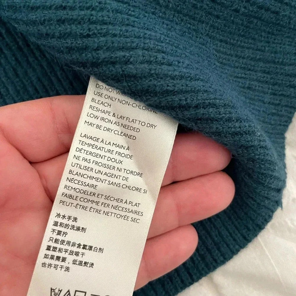 Free People structured ribbed turtleneck sweater in deep jade - Picture 7 of 9